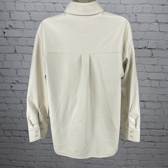 Abercrombie & Fitch Ivory Faux Leather Oversized Shacket Jacket Size Small S - Picture 2 of 15